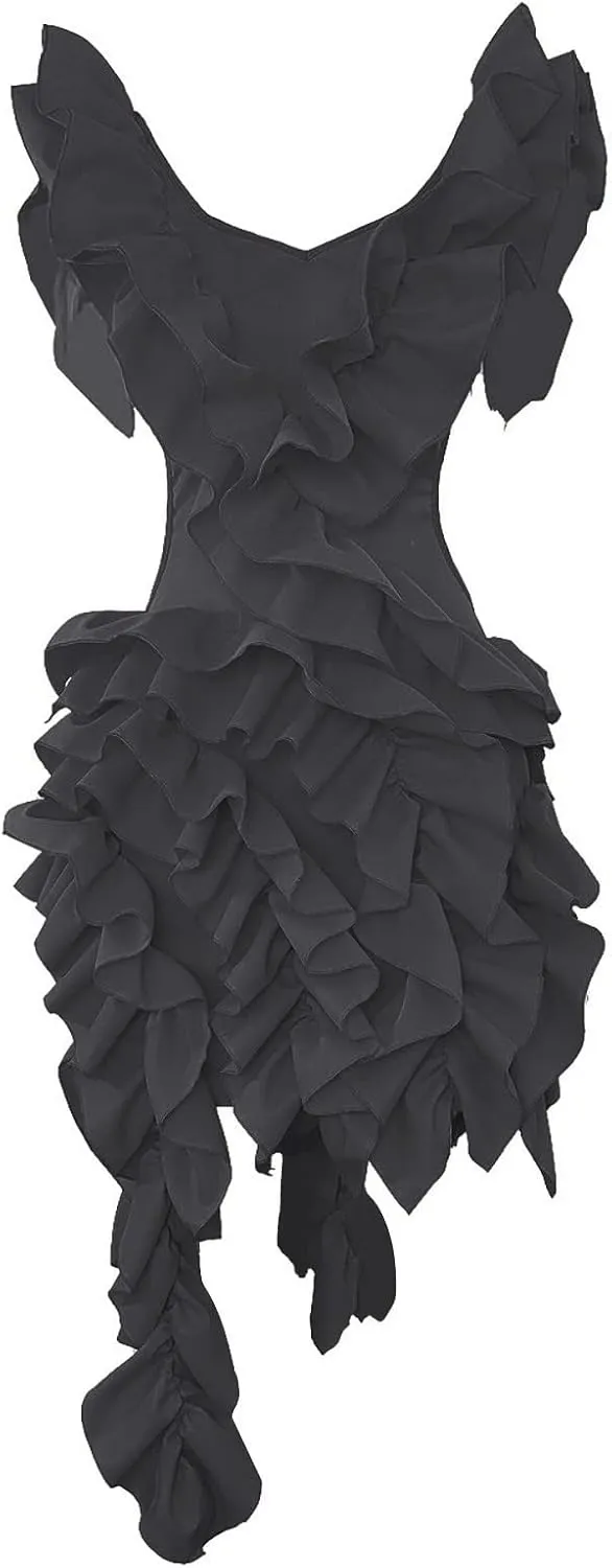 ZYXTIM Women's 2024 Novelty Summer Dress Off Shoulder Puff Sleeve Ruched Bodycon Dress Sexy V Neck Backless Fashion Dress
